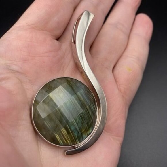 Jay King DTR Sterling Silver Labradorite Pendant Modernist 23g Pouch Card Bold - Picture 2 of 11